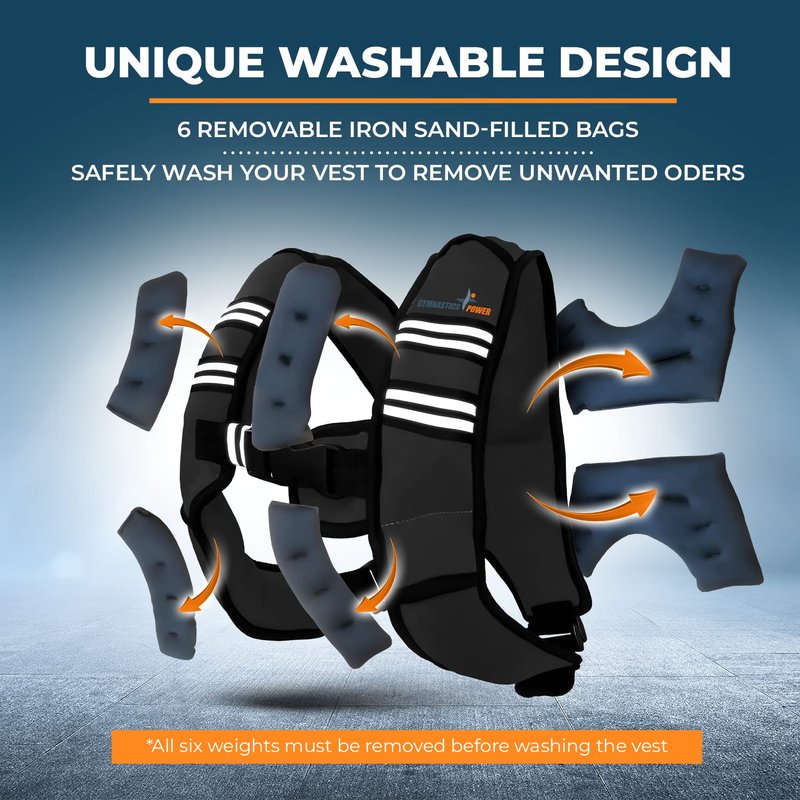 GYMNASTICS POWER Weighted Vest for Men and Women 6-20 Lbs Adjustable Workout Vest for Strength Training, Running, Cardio, Fitness & Cross Training