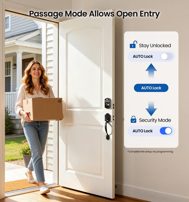 Veise KS02A Fingerprint Keyless Entry Door Lock, Auto Lock, Electronic Keypad Deadbolt for Front Door, Biometric, Anti-Peeping Password, Easy Install, Oil Rubbed Bronze