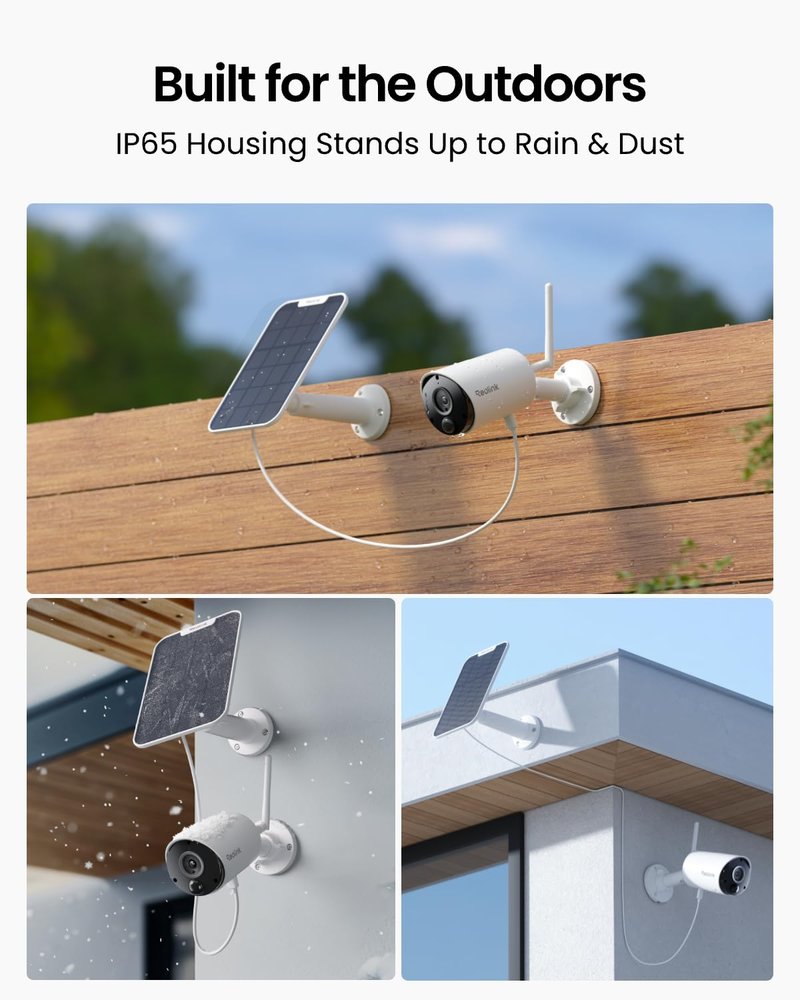 REOLINK Argus Eco+Solar Panel 2K 5MP Solar Security Camera Outdoor for Home Surveilance, Night Vision, Human/Car Smart Detection, 2.4G WiFi, No Subscription, Home Hub Compatible, Local Storage