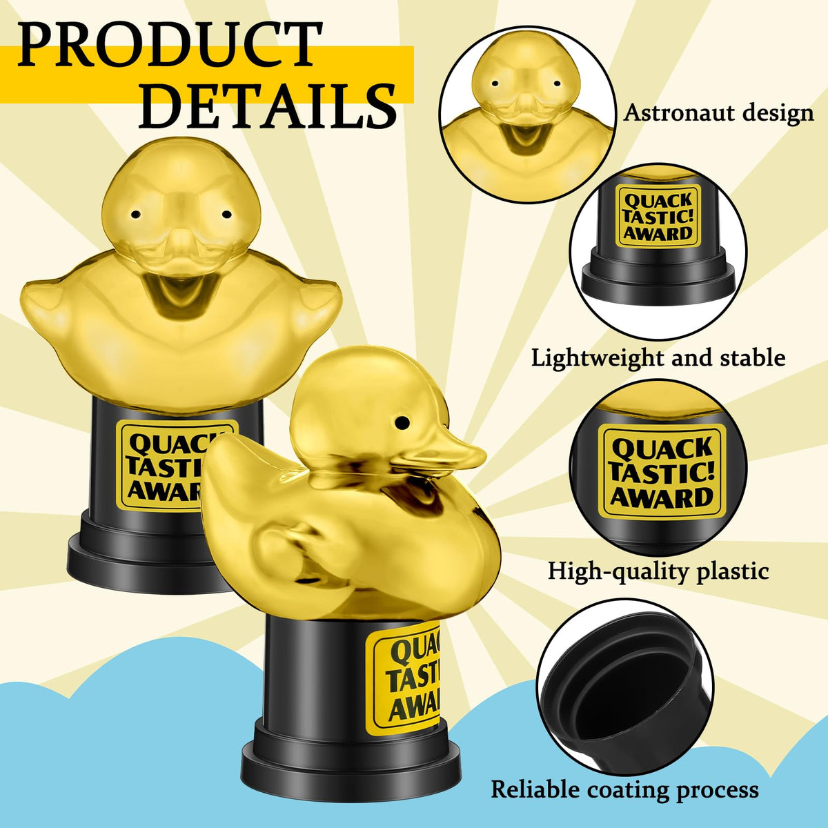 Tondiamo Small Trophy Celebrate the Top Award 6 Inch Tall Plastic MVP Funny Game Small Trophy and Awards for Employees Boss Custom Competition Gifts(Duck)
