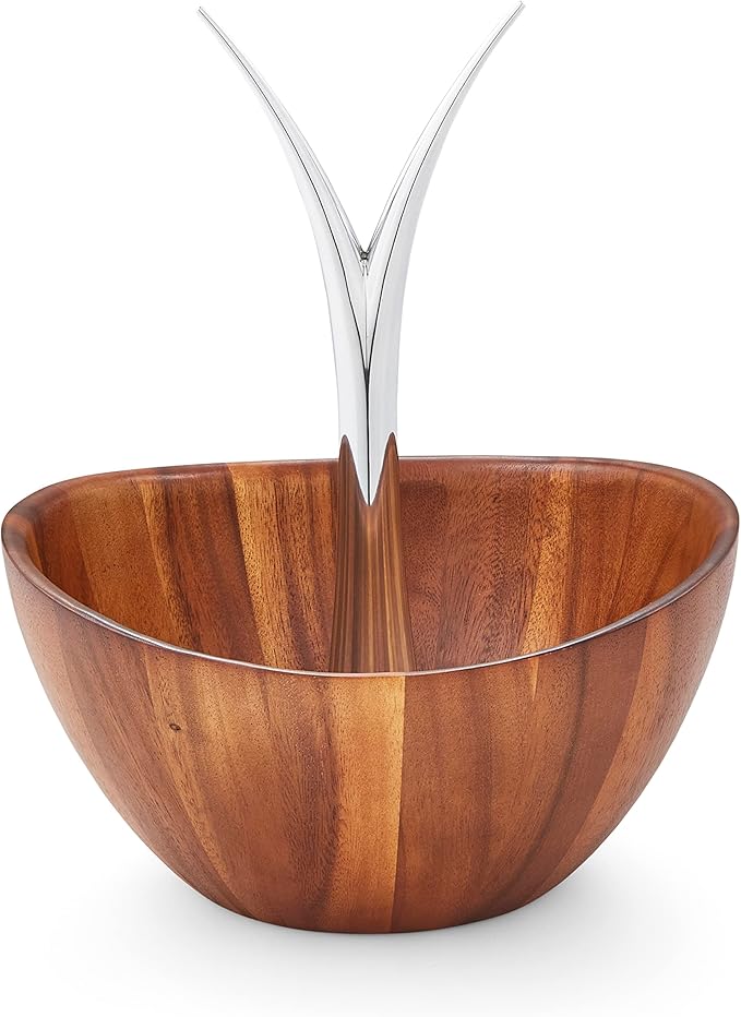 Nambe Fruit Tree Bowl – 12” Acacia Wood & Alloy Decorative Centerpiece, Modern Sculptural Fruit Display for Kitchen & Dining Table – Wide Stylish Tabletop Serveware for Home & Office