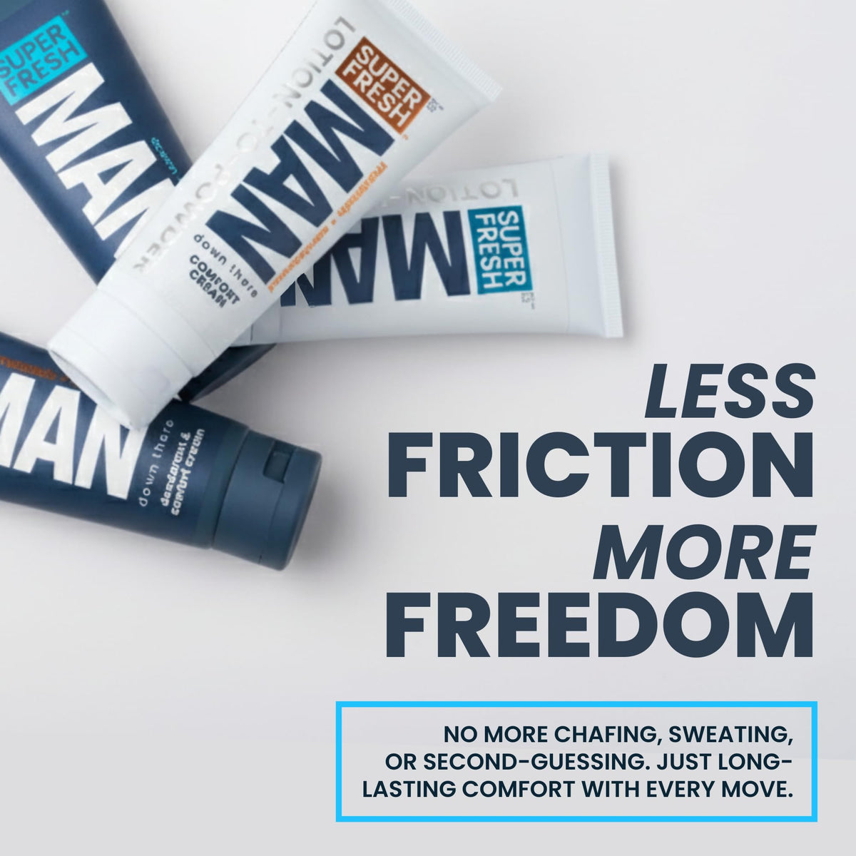 Super Fresh Man Parts Ball Deodorant for Men | POWDER LOTION | Mens Hygiene Cream for Groin, Butt, & Body | Fresh Control Odor, Anti Chafing, Stop Itch, Absorb Sweat | Aluminum Free