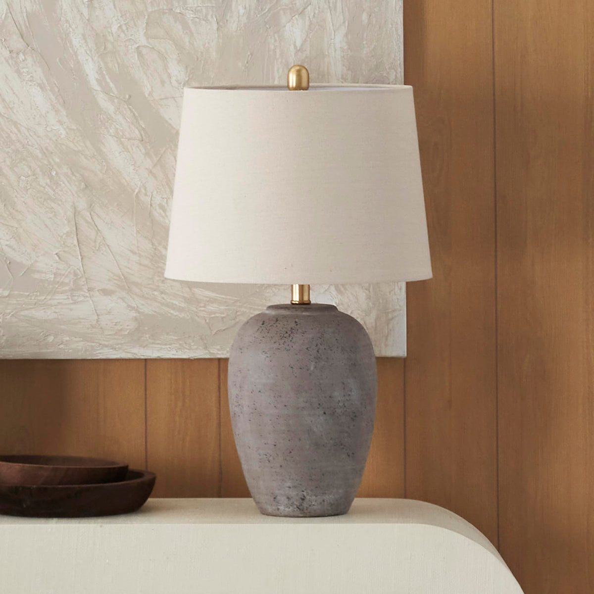 Nourison Home 23" Coastal Blue Ceramic Pot Table Lamp for Bedroom, Living Room, Dining Entryway, with White Shade