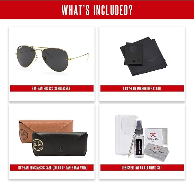 Ray-Ban RB3025 Metal POLARIZED Aviator Sunglasses For Men For Women +BUNDLE with ACCESSORY EYEWEAR KIT