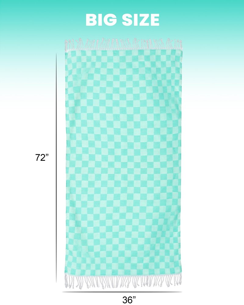 Checkered Plaid Cotton Turkish Beach Towels Sandproof Quick Dry Thin Over Size 40 x 72 Toallas de Playa Organic Blanket Mat Cruise Essentials Summer Vacation Accessories Travel Must Haves Gear Items