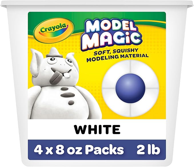 Crayola Model Magic White, 4‑Pack (8 oz Each), Air‑Dry Modeling Material for Kids, Soft Sculpting & Craft Clay Alternative, Reusable Art Material, Ages 3+