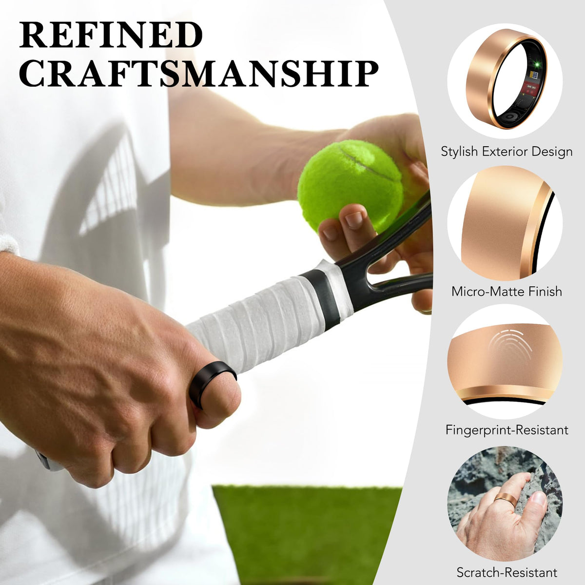 Milavan Smart Health Ring 2.0 for Women Men, Slim Scratch & Fingerprint Resistant Design, Efficient Chip Fitness Tracker, Monitors Heart, Graphite 12