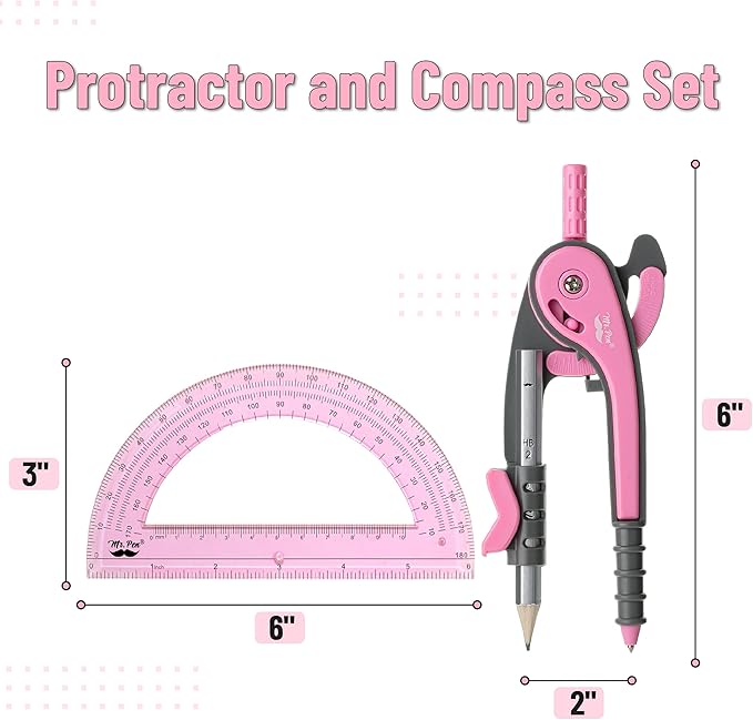 Mr. Pen- Compass and Protractor Set, Math Compass for Geometry and Drawing