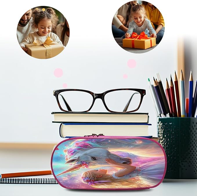 Unicorn Girl Backpack Set 3 Piece School Bags and Lunch Box with Pencil Case Unicorn Bookbag Set for Toddler Kids Girls Boys Teens Kindergarten Elementary Middle