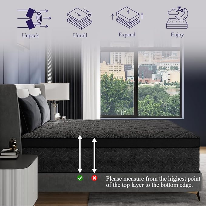 Full Size Mattress, 12 Inch Luxury Hybrid Full Mattress in a Box, Medium Firm Mattresses with Cooling Gel Memory Foam & Pocket Springs, Double Additional Support, 365-Night Trial