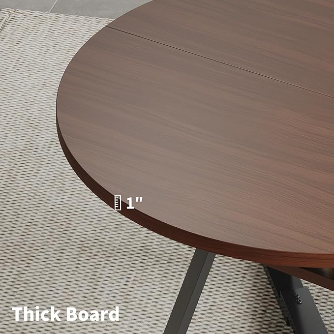 45.3" Walnut Round Dining Table Set with 4 Chairs – Mid-Century Modern Small-Space Kitchen & Dining Room Furniture for Apartment or Breakfast Nook