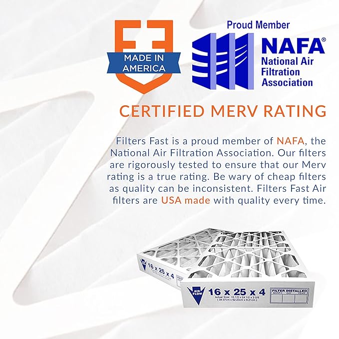 Filters Fast 24x24x2 Pleated Air Filter Merv 13, 2 inch AC Furnace Air Filters