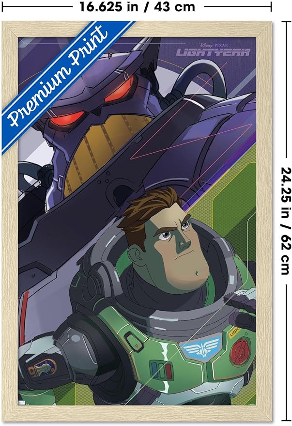 Trends International Disney Pixar Lightyear - Buzz and Zurg Wall Poster, 22.4L x 14.7W, Blonde Framed Version