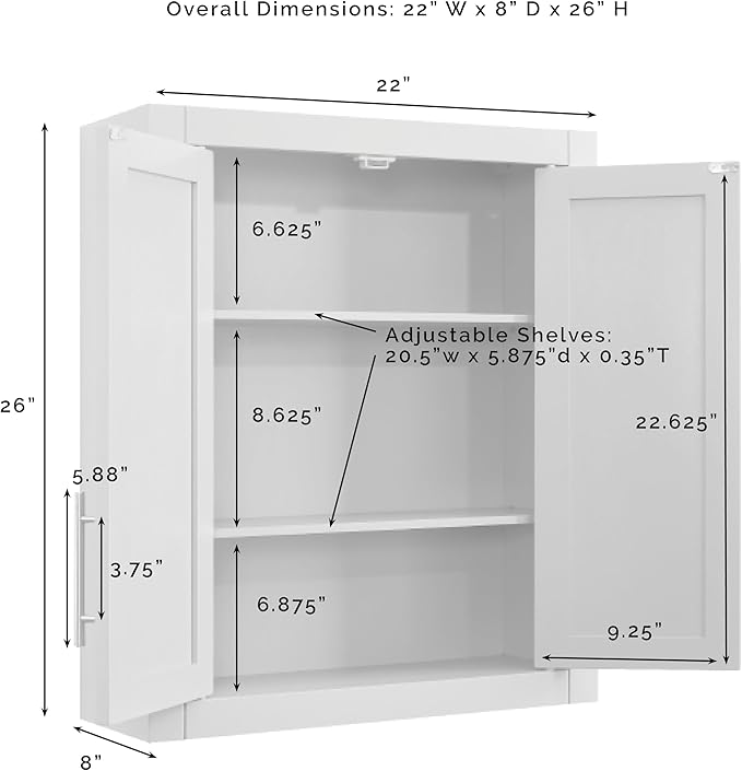 Crosley Furniture Savannah 3-Piece Wall Kitchen Storage Cabinet, Cabinets for Laundry, Bathroom, White