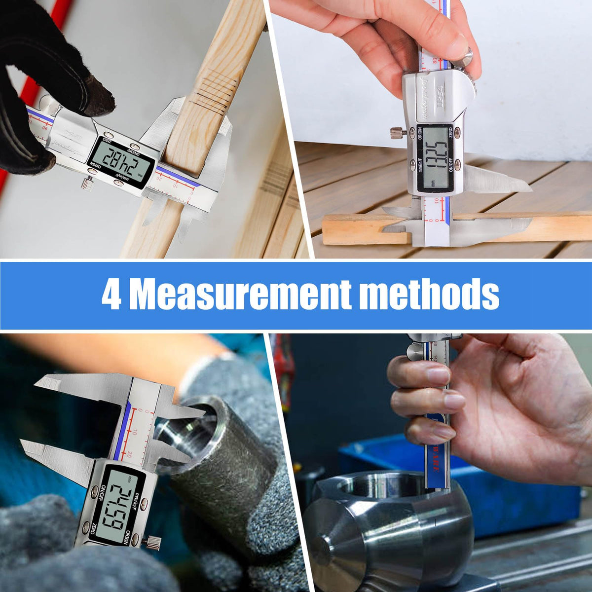 Digital Caliper Measuring Tool, IP54 Waterproof Stainless Steel Vernier Caliper Digital Micrometer with Large LCD Screen, Easy Switch from Inch Metric, 6 Inch Caliper Tool for DIY/Household