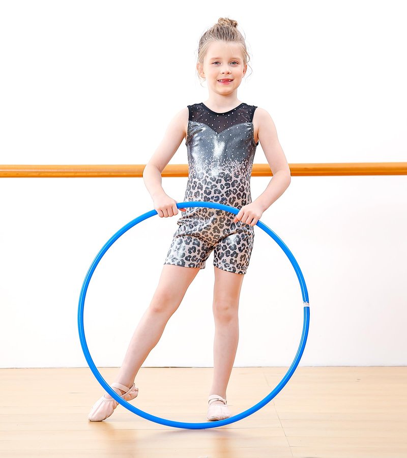 uideazone Girls Leopard Leotards for Gymnastics Size 6 Size 7 Sparkly Sequin One-Piece Ballet Unitards Kids Sequin Mesh Stitching‌ Athletic Biketards Size 6-7
