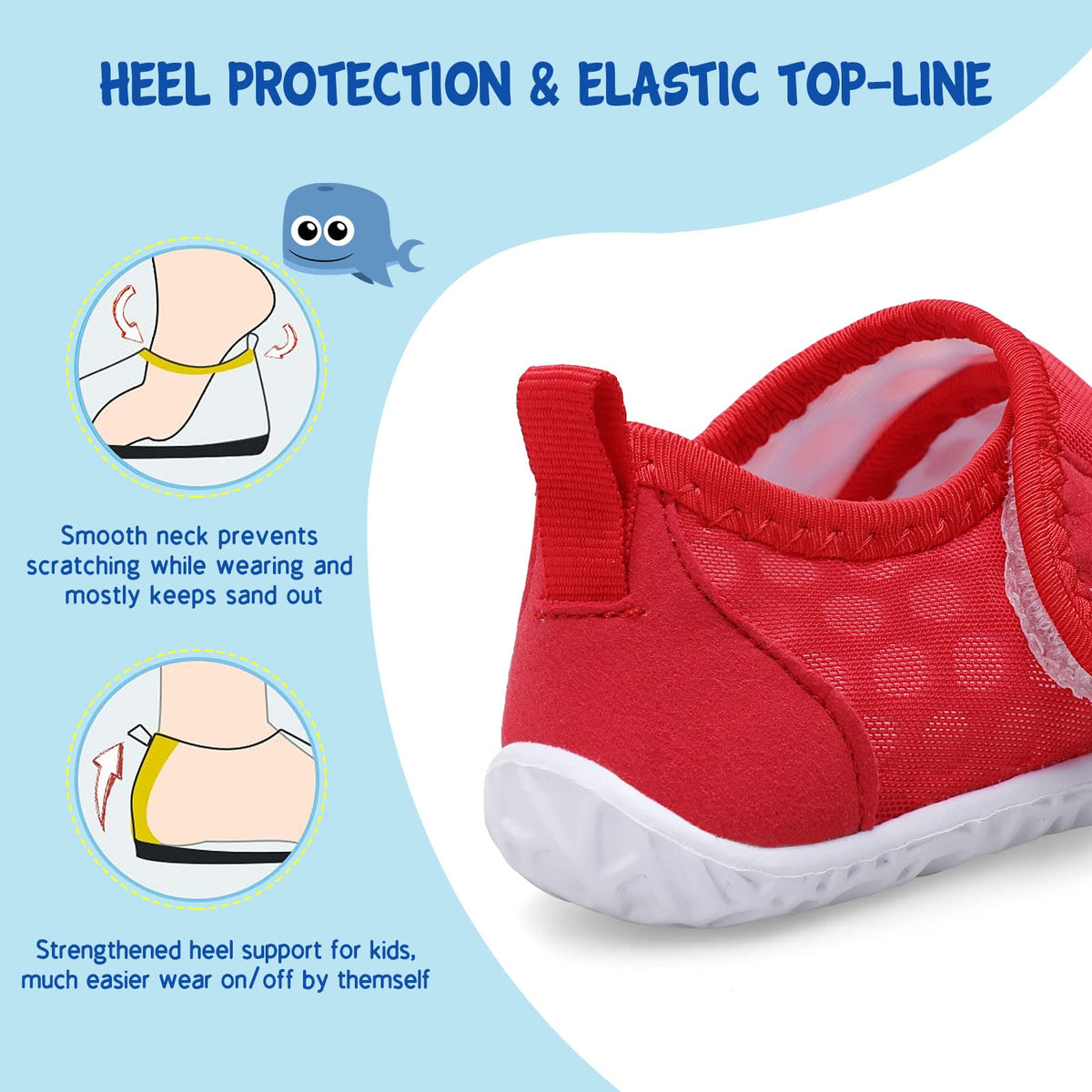 LeIsfIt Kids Water Shoes Toddler Girls Boys Swim Shoes Outdoor Quick-Dry Breathable Aqua Socks for Beach Pool Surf, Red, 13 Little Kid