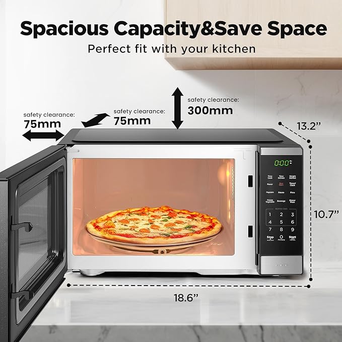 BLACK+DECKER Countertop Microwave Oven 0.9 Cu Ft, 6 Auto Menus, Child Lock, Memory Function, 10 Power Levels, Easy One-Touch Start, Digital Panel, 900W