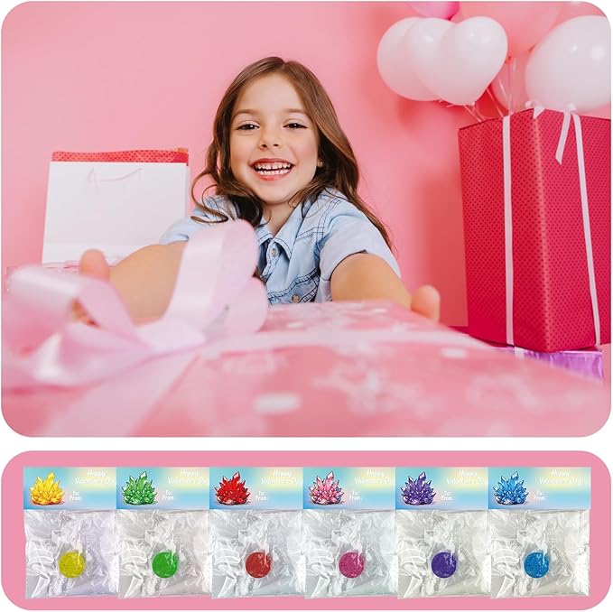 Valentine's Day Gifts Party Favor 24 Pack Science Experiment Kit Planting Crystal with Cards for Kids School Gifts Exchange Classroom Stuffers for Boys and Girls