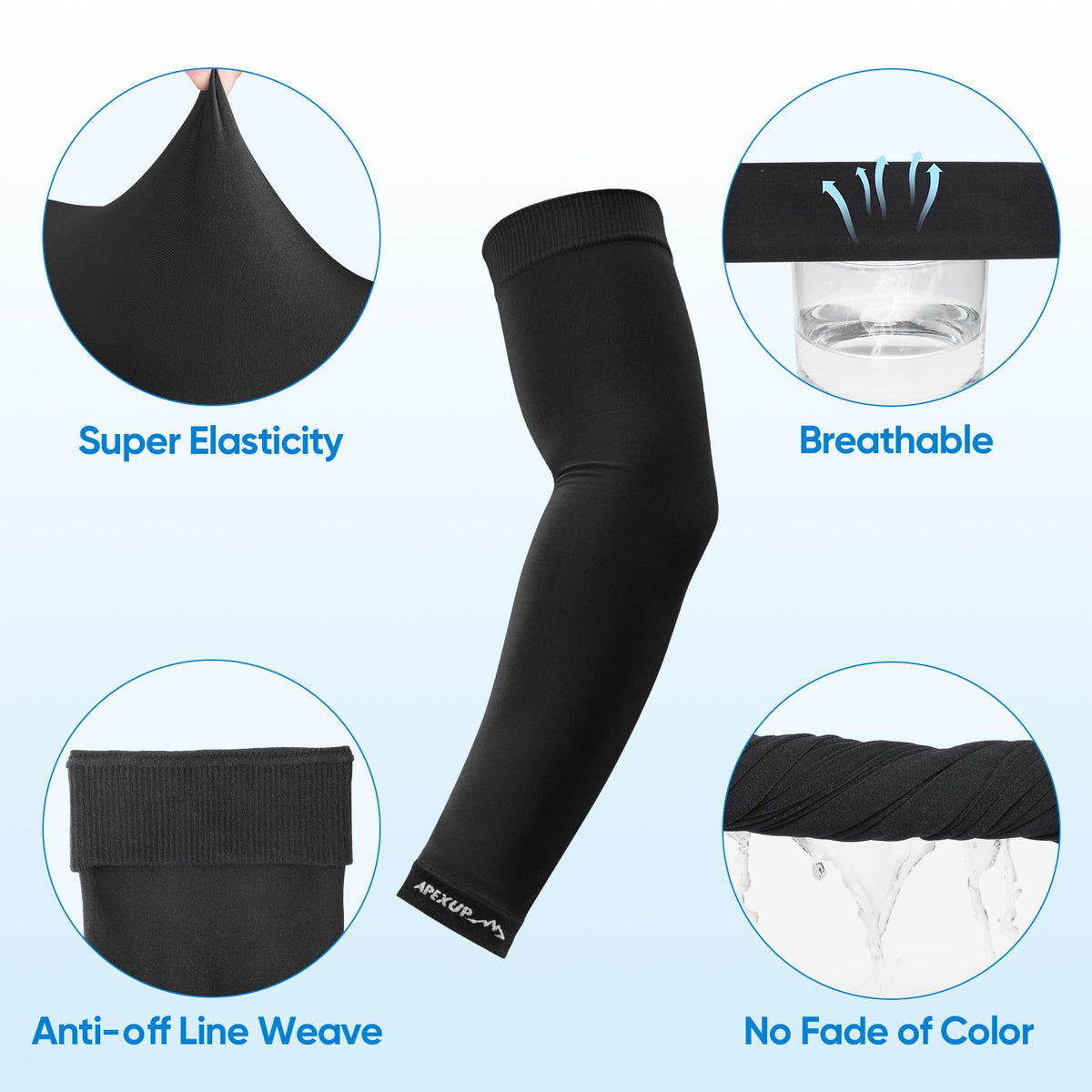 APEXUP Cooling Arm Sleeves for Men Women, UV Sun Protection UPF 50, Volleyball Arm Sleeves Compression Sleeves for Outdoor