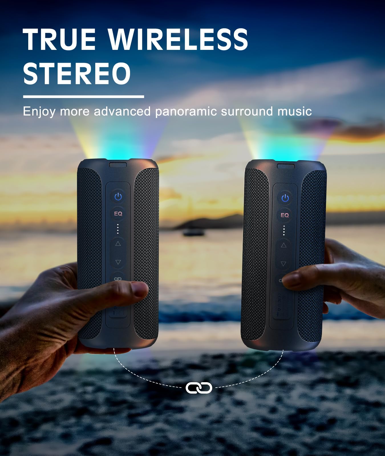 Ortizan Bluetooth Speaker, Portable with Big Audio, Wireless Stereo, 40W Deep Bass, RGB Light, BT5.3, Waterproof Shower Speakers for Outdoor/Beach/Home, Electronic Gift, Blue