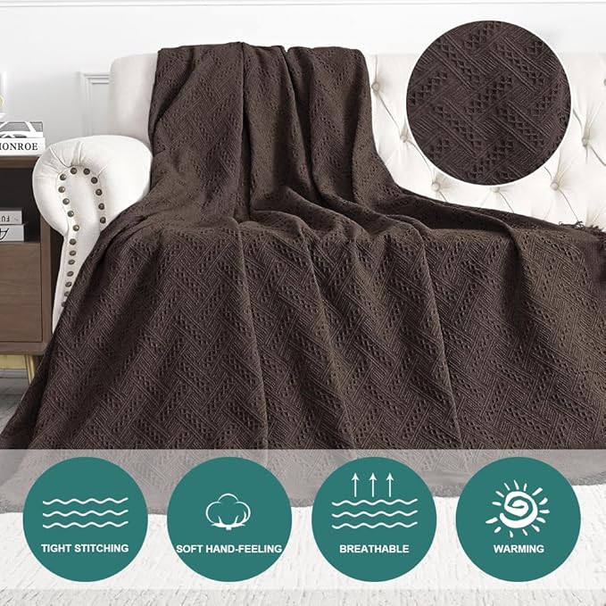 MYSKY HOME Chocolate Geometrical Sofa Covers, Couch Cover for 2 Cushion Couch, Sectional Couch Cover Living Room Sofa Throws Sofa Slipcovers for Pets, & Kids (X-Large, 71" x 118", Chocolate)