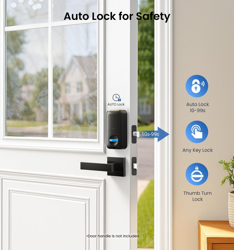Veise KS02A Fingerprint Keyless Entry Door Lock, Auto Lock, Electronic Keypad Deadbolt for Front Door, Biometric, Anti-Peeping Password, Easy Install, Oil Rubbed Bronze