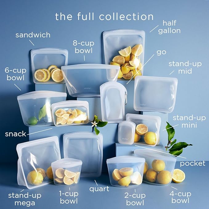 Stasher Premium Reusable Silicone Food Storage Snack Bag, Clear, 12 oz