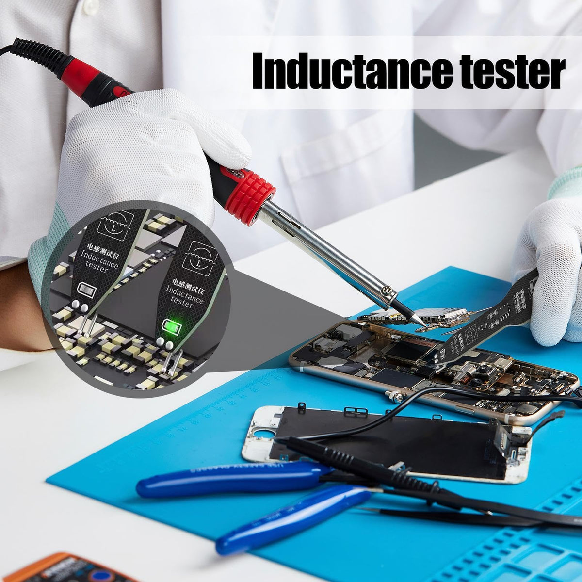 Inductance Tester, Motherboard Coil Tester, Electronic Circuit Board Inductor Detector Repair Fault Detection Tool, Electromagnetic Induction Circuit Board Quick Fault Check Tool, for PC Phone Repair