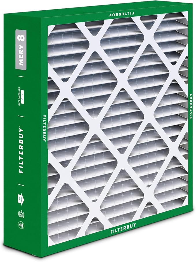 Filterbuy 21x21x5 Air Filter MERV 8 Essential Dust & Allergy Defense,