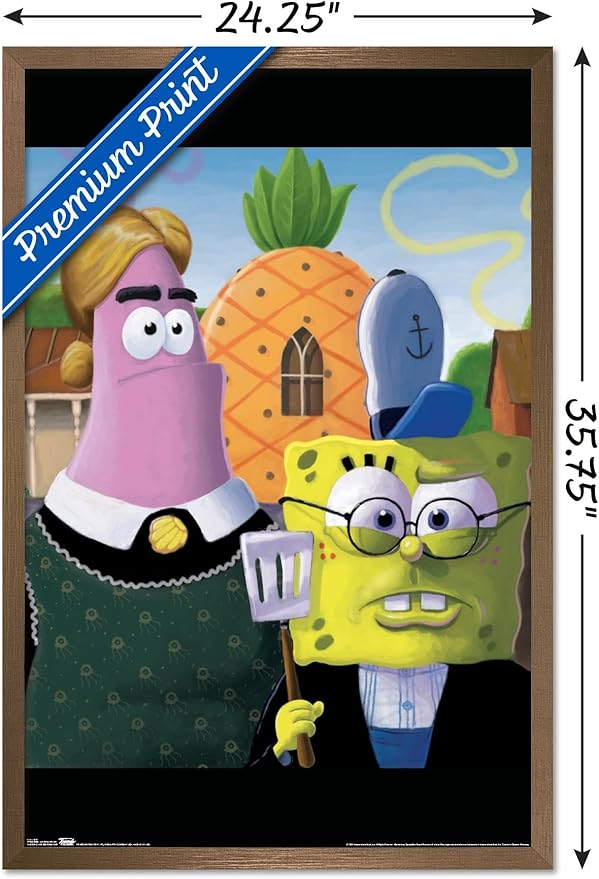 Trends International Nickelodeon Spongebob - American Gothic Wall Poster, 22.375" x 34", Bronze Framed Version