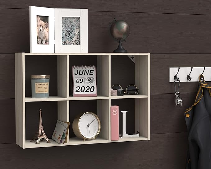 ClosetMaid 5430 Mini 6-Cube Desktop or Wall Mount Organizer, Bleached Walnut