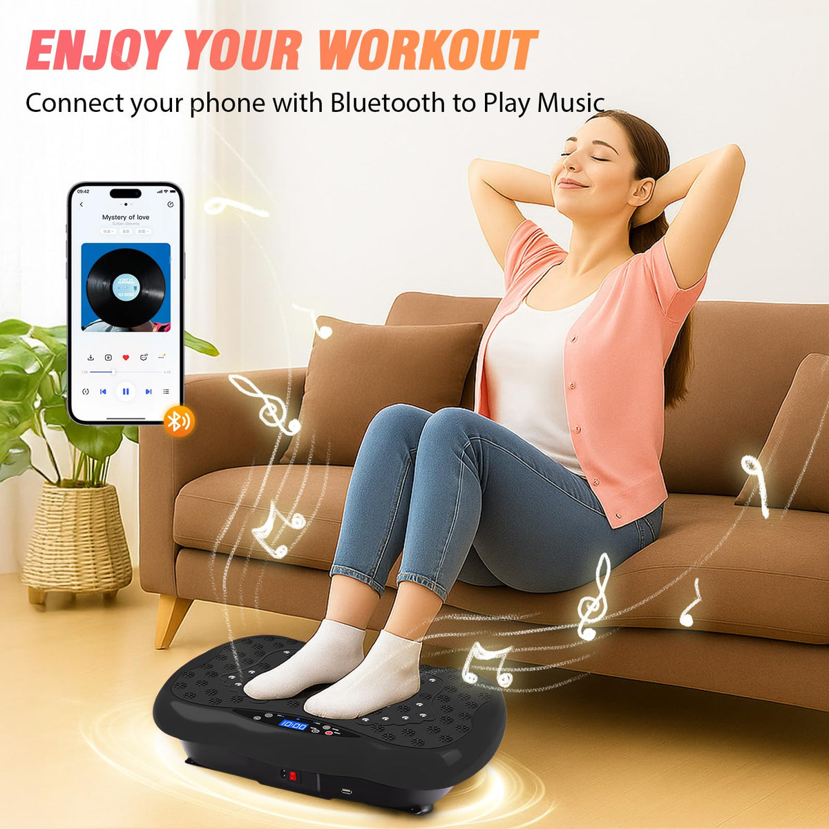 Also GO Vibration Plate Exercise Machine, 200-Level & 10 Workout Modes Vibration Board for Weight Loss/Lymphatic Drainage, 400lbs Capacity with Resistance Bands, Full Body Platform for Home Fitness