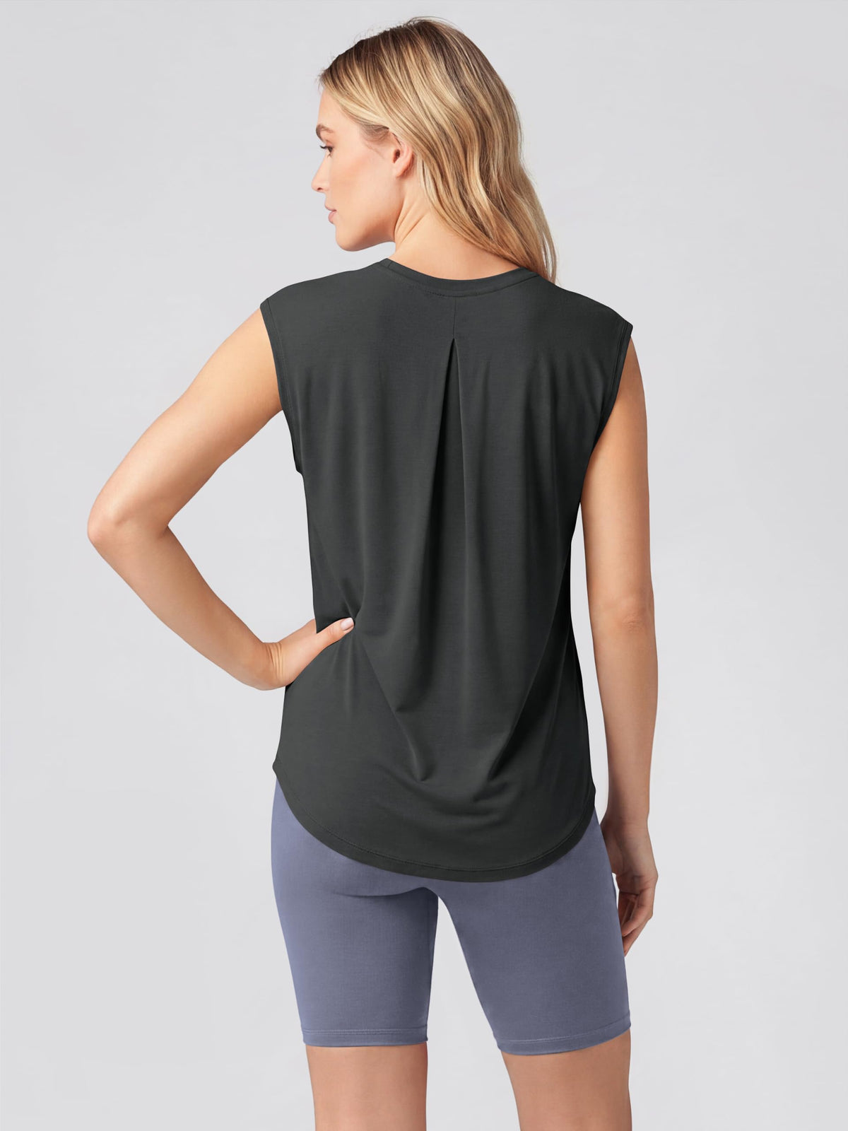 ODODOS Modal Soft Sleeveless Shirts for Women Crew Neck Yoga Tee Summer Flowy Workout Tank Tops, Black, Small