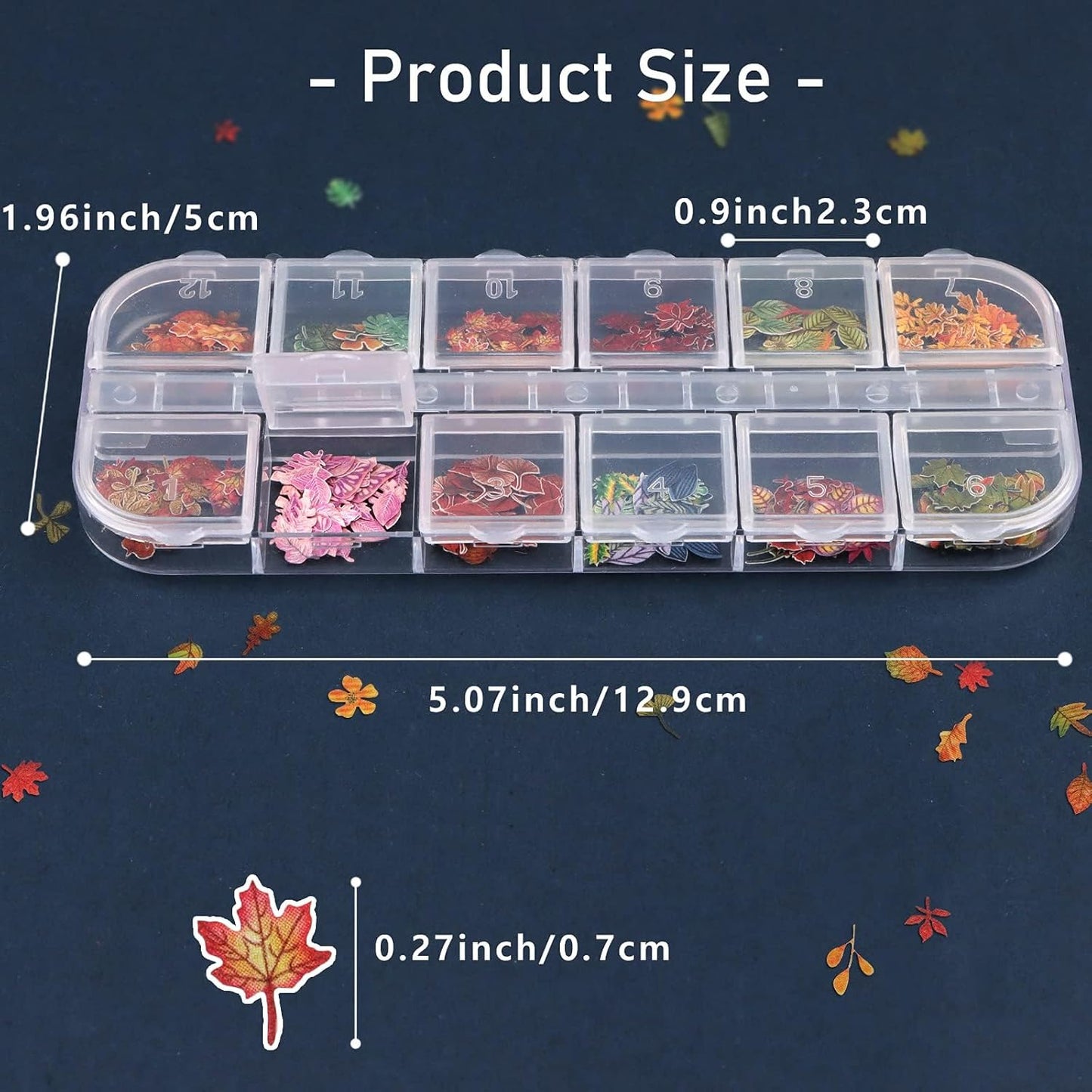 Kalolary 2 Boxes Maple Leaves Nail Art Sequins, 3D Fall Leaves Stickers for Acrylic Nails, Maple Leaves Wood Pulp Glitter Flakes for Autumn Nail Art Decorations