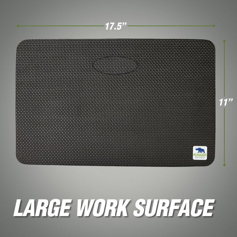 RUGGED RHINO Heavy Duty Patent Pending Kneeling Pad, Shock Absorbent Thick Knee Pads, Holds Up to 300 lbs, Protect Knees from Hard Concrete Surfaces, For Mechanics, Yard Gardening, Gym, Onyx Black