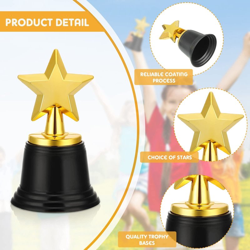 Jerify 24 Pcs Mini Star Trophy Awards Bulk 4.7 Inch Gold Trophy Awards Plastic Cup for Party Favors Soccer Football Winning Prize Competitions Carnival Rewards