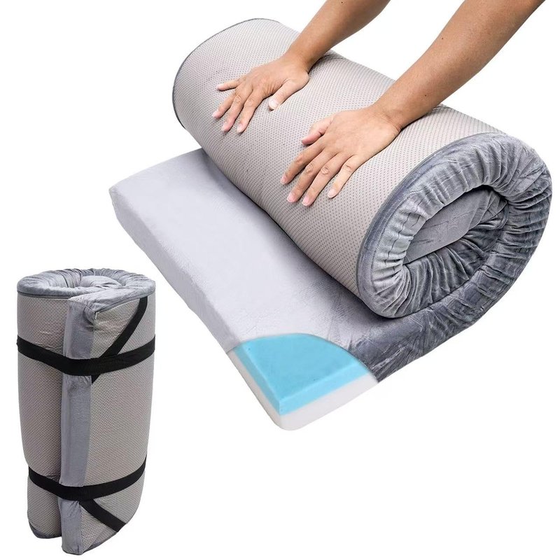 Bzvystux Memory Foam Sleeping Pad Camping Mattress,3 Inch Thick Portable Floor Mat for Adult Waterproof Sleeping Mat Roll Up Floor Mattress Foldable Backpacking Travel Bed for Outdoor,Guest Bed