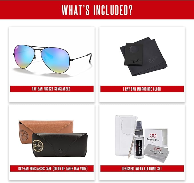 Ray-Ban RB3025 Metal Aviator Sunglasses For Men For Women +BUNDLE with ACCESSORY EYEWEAR KIT