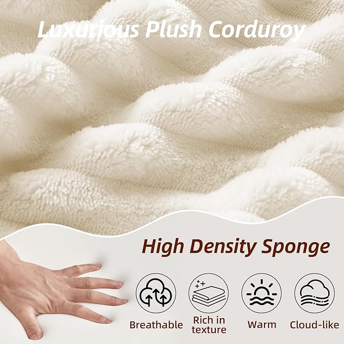 Modular Cloud Sectional Couch with L-Shape Chaise,Modern Upholstered Couches with Deep Seat,Corduroy Sponge Compressed Sofa for Living Room,No Assembly Required (Off White)