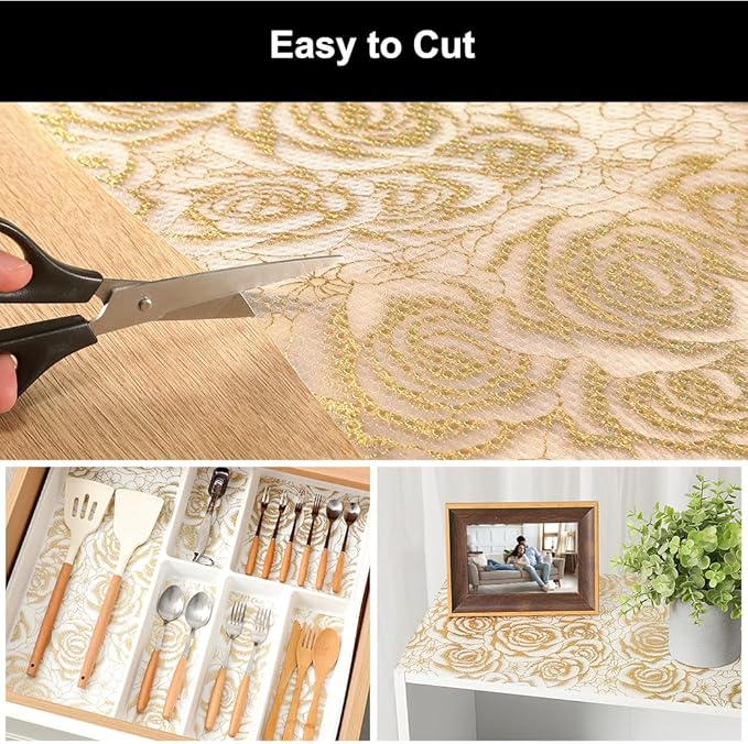 Cooyes Shelf Liner – Premium Non-Adhesive Cabinet & Drawer Liner for Kitchen – Waterproof Shelf Paper with Modern Pattern – Durable EVA Cabinet Mat – Easy to Cut （17.5" W x 360" L）