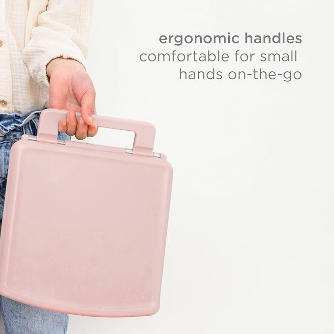 Ubbi Bento Lunch Box for Kids with 4 Compartments, BPA-Free, Leakproof, Dishwasher Safe, Food-Safe Material, Portion-Controlled Lunch Container, Back to School, Blush Pink