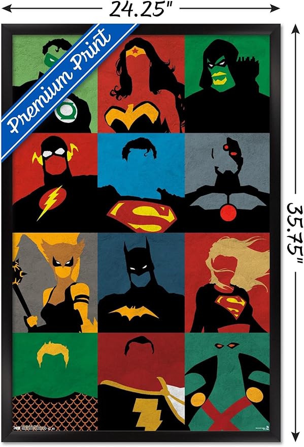 Trends International DC Comics - Justice League - Minimalist Wall Poster, 22.375" x 34", Black Framed Version