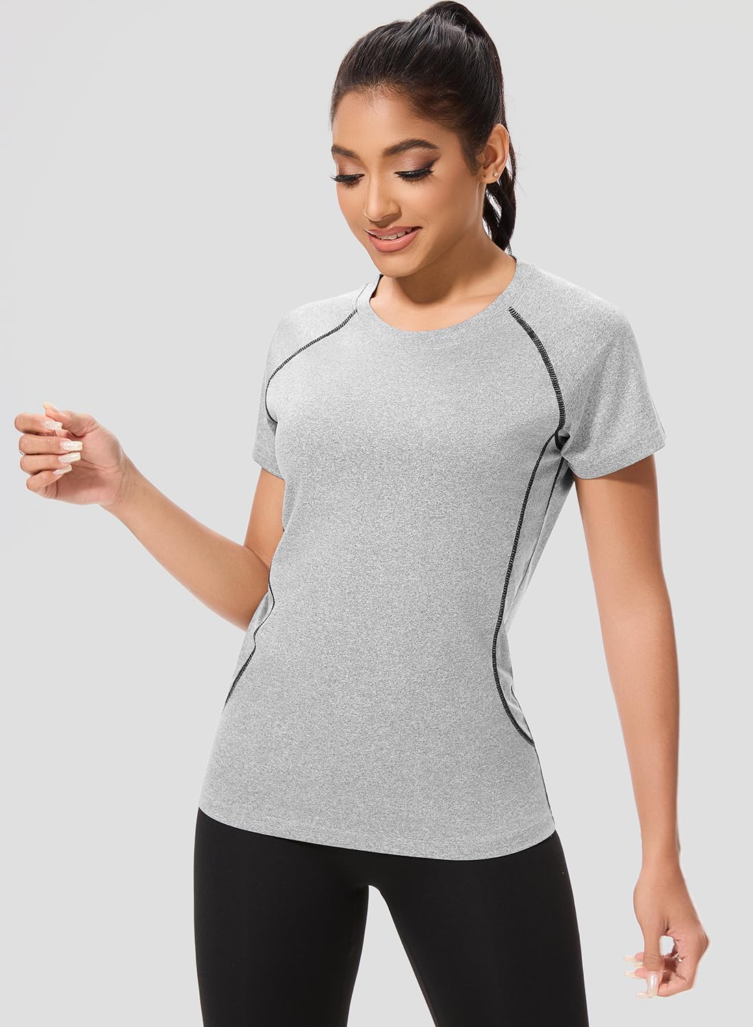 Cosy Pyro 4-Pack Women's Workout Tops Short Sleeve Black/Gray/Navy/Rose XL
