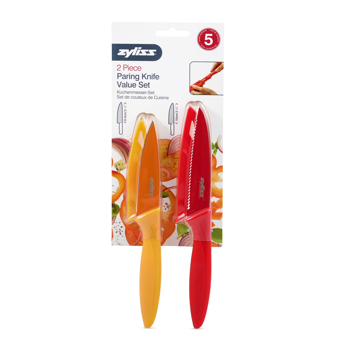 ZYLISS 2 Piece Santoku Knife Set with Sheath Covers, Stainless Steel