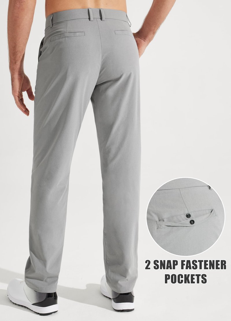 Libin Mens Golf Pants Stretch Work Dress Pants 30" Quick Dry Lightweight Business Casual Pant for Men Comfy Water Resistant, Light Grey, 44W x 30L