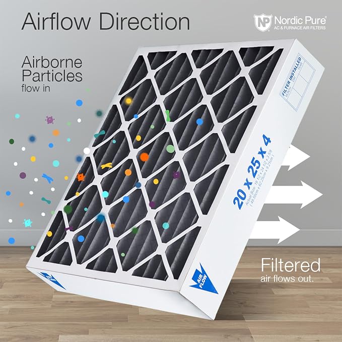 Nordic Pure 20x20x4 Pleated Air Filter MERV 12 Plus Carbon 2 Pack