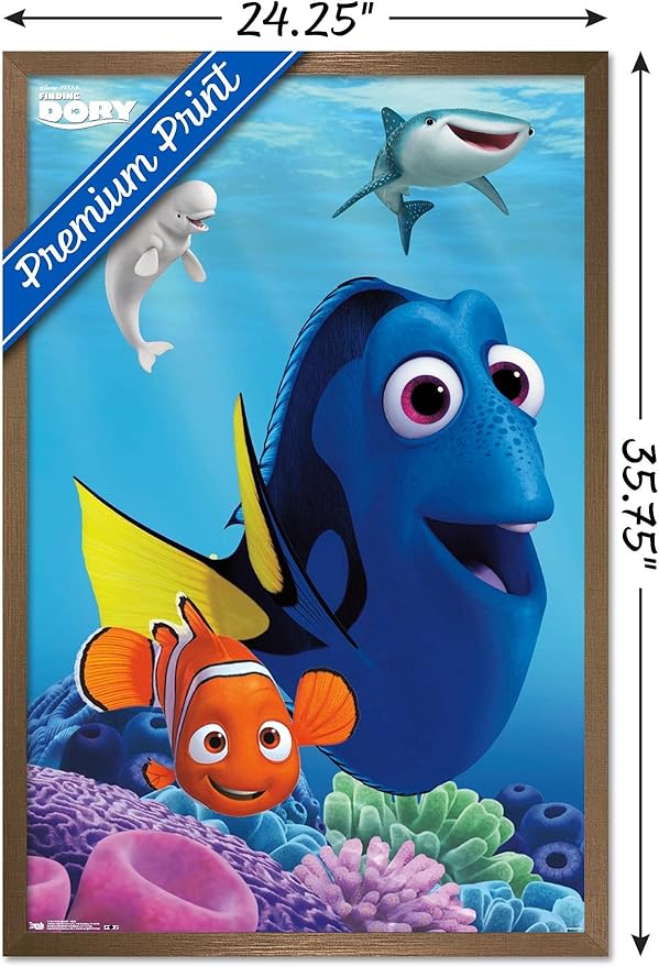 Trends International Disney Pixar Finding Dory - Dory Wall Poster, 22.375" x 34", Bronze Framed Version