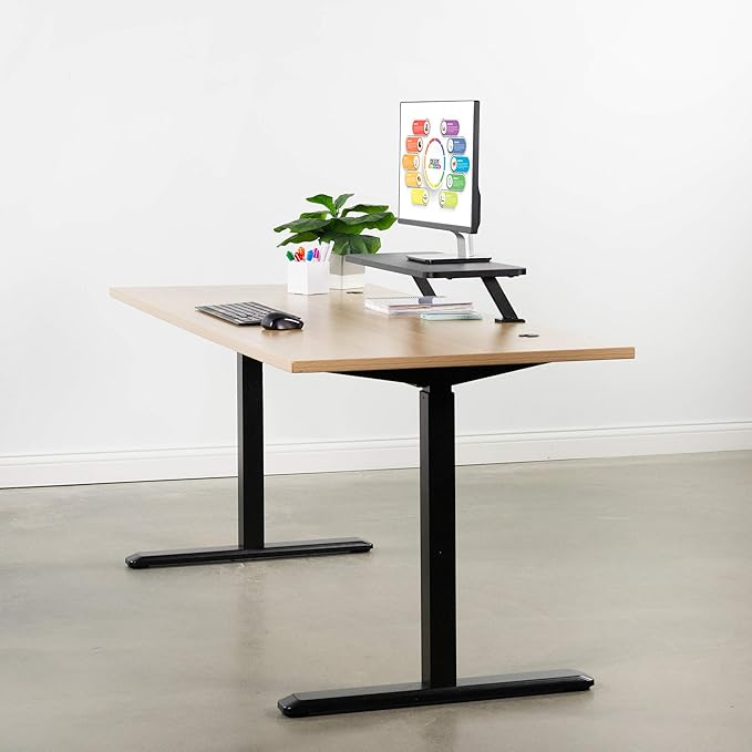 VIVO Black Clamp-on Small 26 inch Ergonomic Desk Shelf, Single Computer Monitor Stand Riser - Desk Organizer Holds 1 Screen or Laptop STAND-SHELF24B