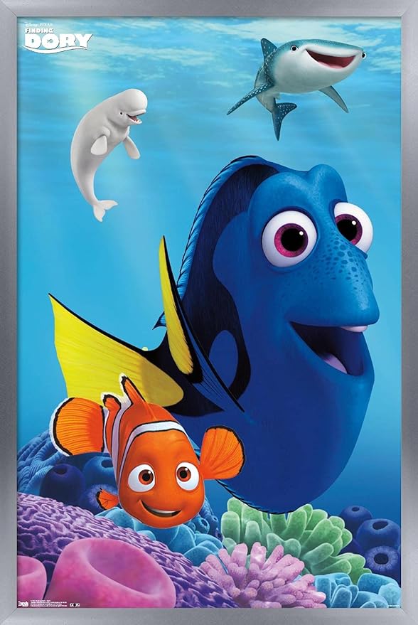 Trends International Disney Pixar Finding Dory - Dory Wall Poster, 22.375" x 34", Silver Framed Version